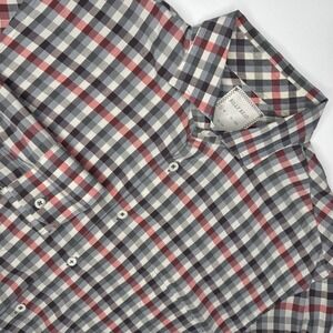 Billy Reid Shirt Men Small Red Multi Plaid Check Slim Cut Long Sleeve Cotton